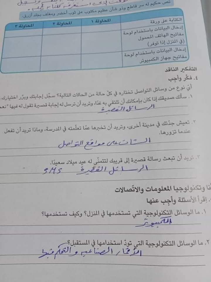 حل كتاب تكنولوجيا معلومات للصف الرابع الابتدائي حل كتاب تكنولوجيا معلومات للصف الرابع الابتدائي